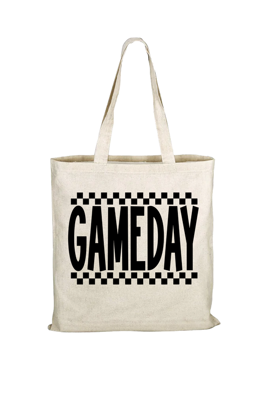 Black and natural game day tote